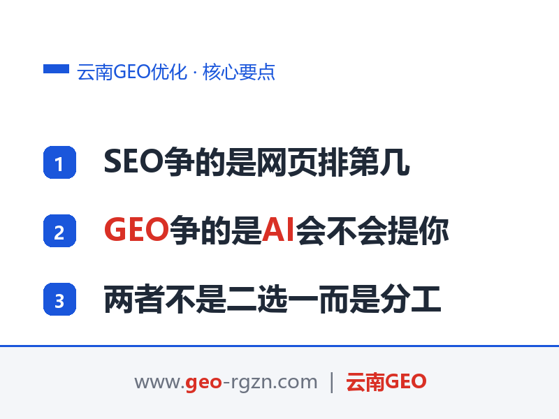 云南GEO优化和传统SEO有什么区别？2026年企业该怎么选