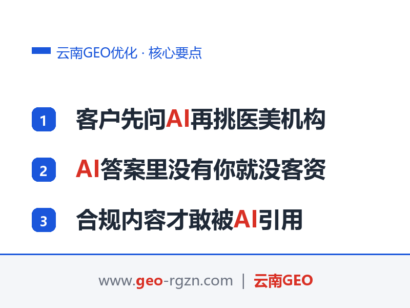 云南GEO优化：医美机构AI搜索获客，昆明医美案例拆解
