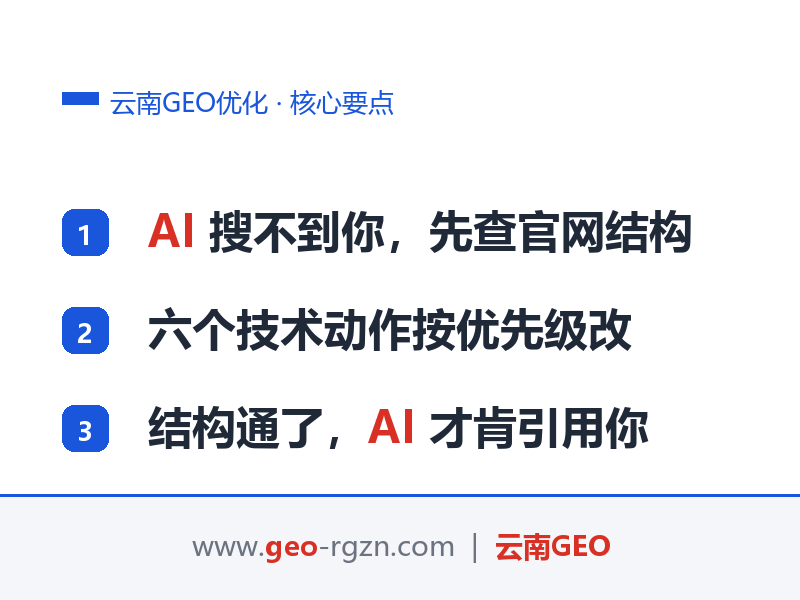 云南GEO优化：官网改成AI友好型，6个技术动作